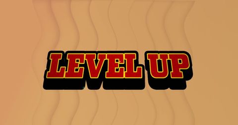 Level up text on wavy beige background symbolizes growth