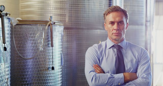 Confident Businessman Standing in Brewery - Download Free Stock Images Pikwizard.com