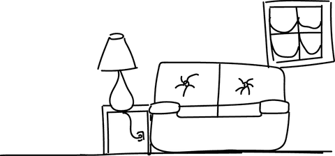 Transparent living room interior vector illustration