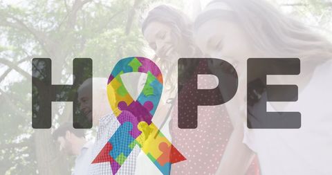 Autism Awareness Family Hope Concept with Puzzle Ribbon - Download Free Stock Images Pikwizard.com