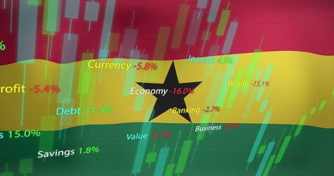 Economic Analytics Overlay on Ghana Flag Revealing Financial Trends - Download Free Stock Images Pikwizard.com