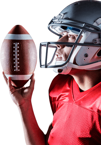 Transparent Football Player Holding American Football Helmet Highlight