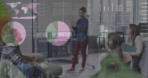 Business Meeting with Data Analytics Visuals