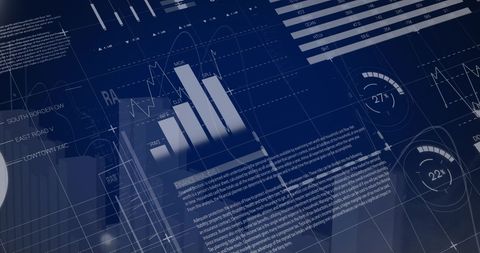 Futuristic Blue Data Analytics Interface with Graphs and Statistics - Download Free Stock Images Pikwizard.com