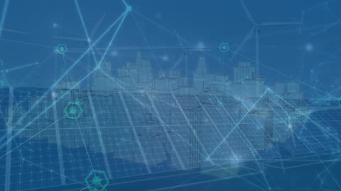 Digital Network Over Solar Panels and Wind Turbines