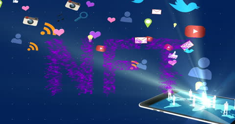 NFT Concept with Digital Social Media Icons