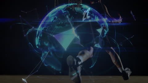 Digital Network Overlay with Basketball Player