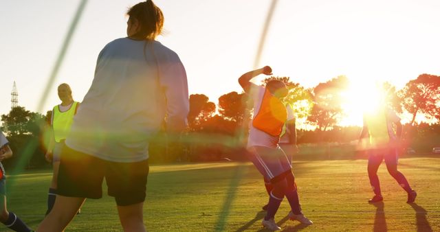 Women Playing Soccer During Sunset on Field - Download Free Stock Images Pikwizard.com