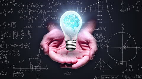 Creative Idea Lightbulb with Mathematical Concepts