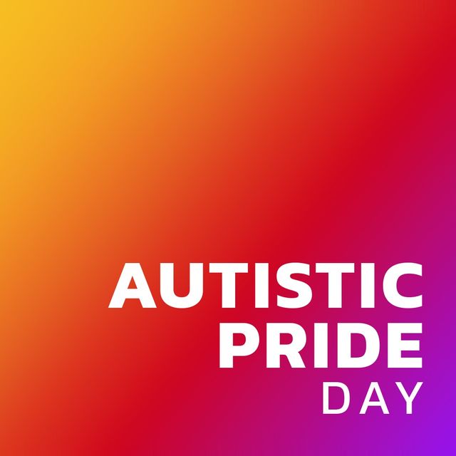 Digital composite image of autistic pride day text with copy space over colored background. creative, pride celebration and awareness concept.