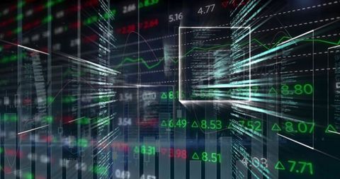 Futuristic Financial Trading Dashboard with 3D Data Streams and Neon Analytics