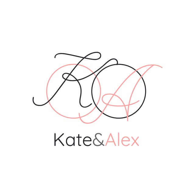 Minimalist Wedding Monogram Design for Couple Kate and Alex - Download Free Stock Templates Pikwizard.com