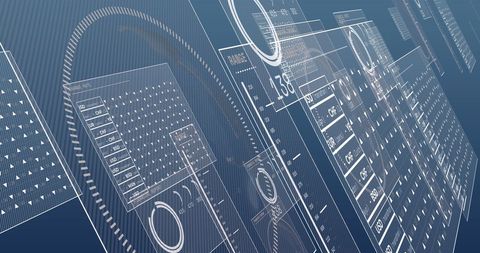 Digital Data Processing Screens on Blue Background - Download Free Stock Images Pikwizard.com