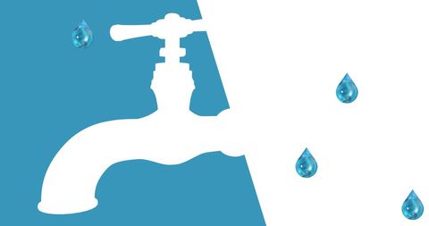 Water conservation concept with tap and droplets