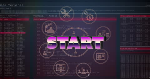 Animated Start Text with Digital Data Interface