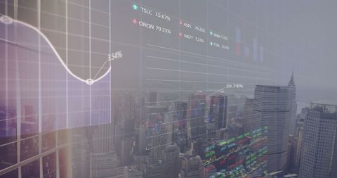 Futuristic Data Charts Blending with City Skyline - Download Free Stock Images Pikwizard.com