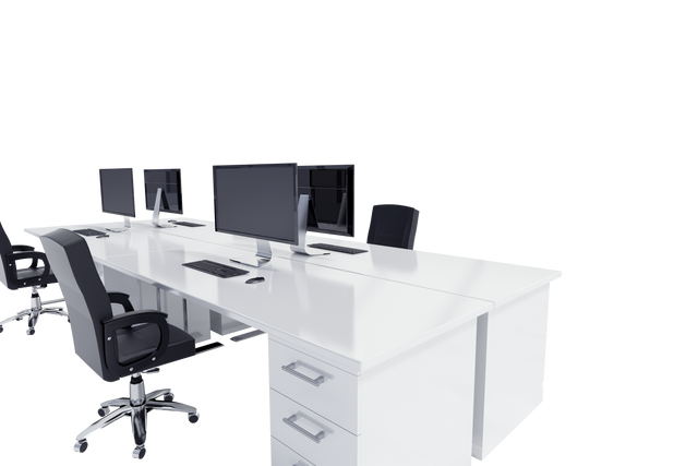 Modern Office Desks with Chairs and Computers on Transparent Background - Download Free Stock Videos Pikwizard.com