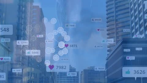 Digital Networking and Global Connectivity Over Urban Cityscape