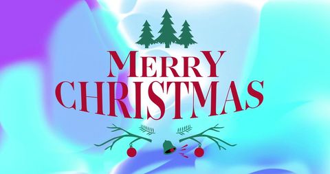 Festive Merry Christmas Text on Vibrant Swirl Background