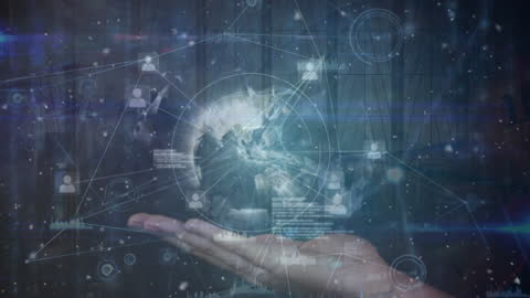Digital Hand Holding World with Futuristic Data Technology