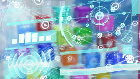 Futuristic Digital Network and Data Visualization Interface
