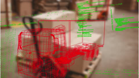 Digital Logistics Concept with Virtual Truck in Warehouse