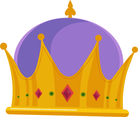 Luxurious gold crown with gems on transparent background