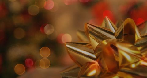 Christmas Golden Ribbon with Festive Bokeh Background - Download Free Stock Images Pikwizard.com