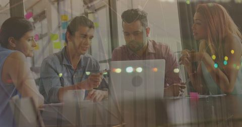 Diverse Team Collaborating with Financial Analytics Overlay - Download Free Stock Images Pikwizard.com
