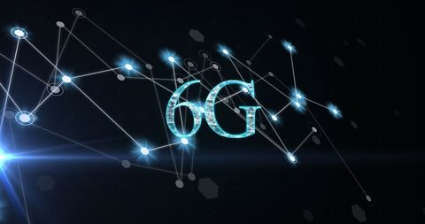 Futuristic 6g concept with glowing connections and data nodes