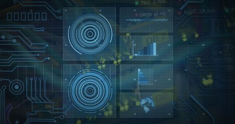 Digital Interface with Data Processing Visuals on Virtual Screen - Download Free Stock Images Pikwizard.com