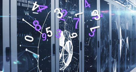 Digital Numbers Overlaid on Server Room Concept - Download Free Stock Images Pikwizard.com