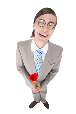 Geeky Transparent Hipster Holding Red Rose - Download Free Stock Videos Pikwizard.com
