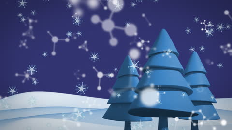 Winter Wonderland with Snowfall over Fir Trees