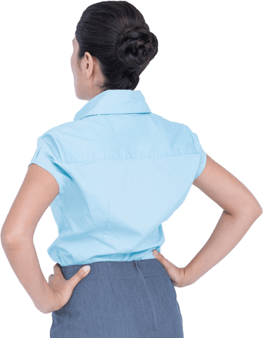 Rear View of Businesswoman with Hands on Hips Transparent Background
