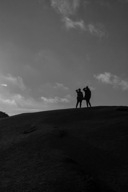 Silhouetted Friends Embracing Scenic Hilltop View - Download Free Stock Images Pikwizard.com