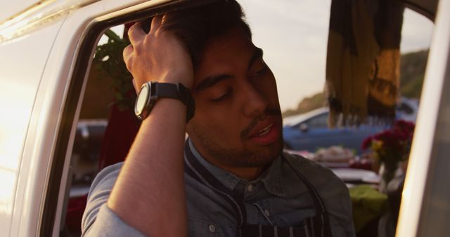 Tired Young Man Taking Break While Working Outdoors - Download Free Stock Images Pikwizard.com