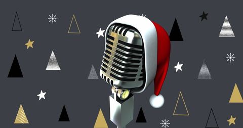 Festive Microphone with Santa Hat for Christmas Celebration - Download Free Stock Images Pikwizard.com