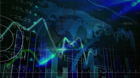 Global Financial Data Analysis Hologram Background
