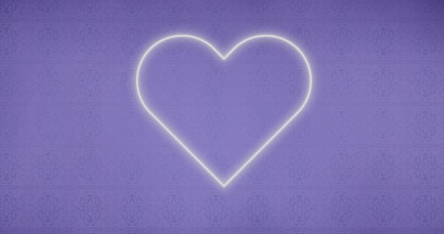 Neon Heart Light on Patterned Purple Background - Download Free Stock Images Pikwizard.com