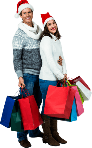 festive couple holding holiday gift bags with smiles - Download Free Stock Videos Pikwizard.com