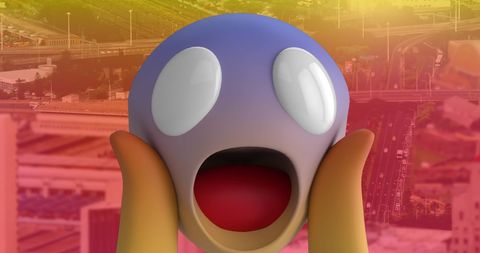 Surprised Emoji with Cityscape Background - Download Free Stock Images Pikwizard.com