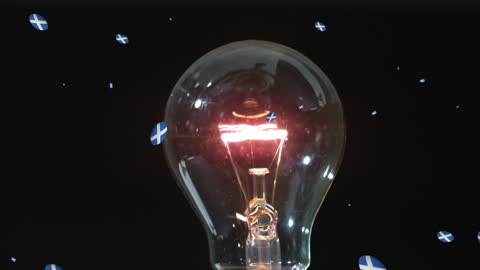 Scottish Rugby Animation with Lit Light Bulb in Starry Background