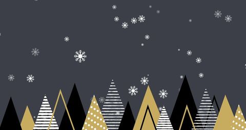 Winter Wonderland with Stylized Christmas Trees and Snowflakes