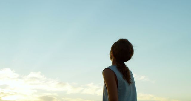 Child Gazing at Clear Sky During Sunset - Download Free Stock Images Pikwizard.com