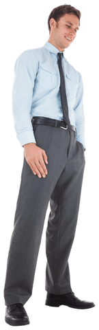 Transparent Businessman Standing Smiling in Professional Attire