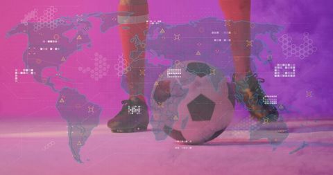 Futuristic soccer concept with digital global map elements