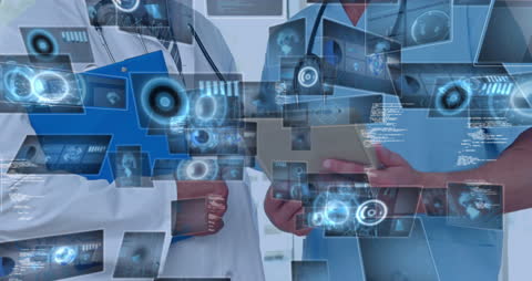 Doctors Analyzing Digital Health Data Interface