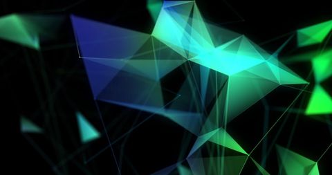 Dynamic green and blue 3d geometric shapes abstract