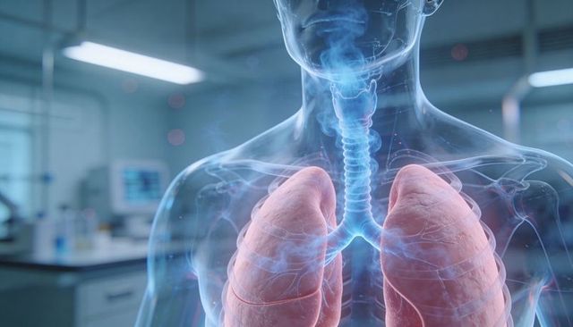 Translucent Torso Revealing Lungs and Airways 3D Medical Visualization in Laboratory